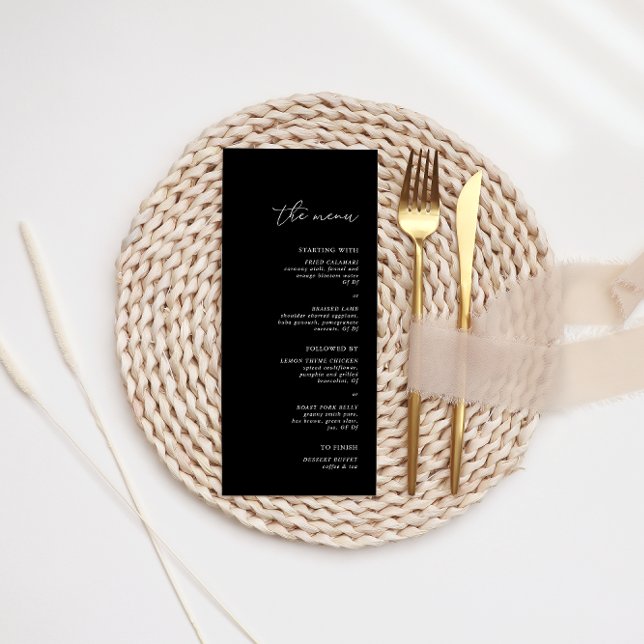 Modern Minimalist Black Wedding Dinner Menu (Creator Uploaded)