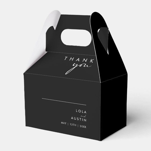 Modern Minimalist | Black Wedding Favour Box (Front Side)