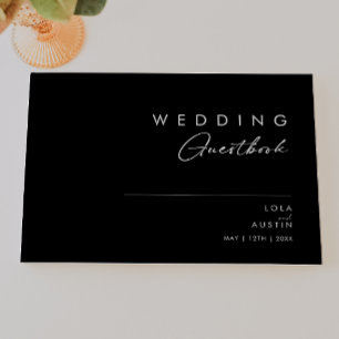 Modern Minimalist Black Wedding Guest Book