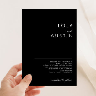 Modern Minimalist Black Wedding Invitation