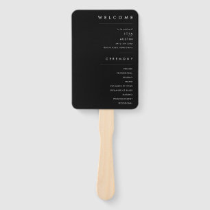 Modern Minimalist   Black Wedding Program Hand Fan