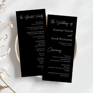 Modern Minimalist Black Wedding Programme