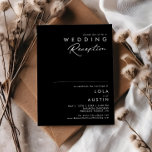 Modern Minimalist | Black Wedding Reception Invitation<br><div class="desc">This modern minimalist | black wedding reception invitation is perfect for your classy boho wedding. Its simple, unique abstract design accompanied by a contemporary minimal script and a black and white colour palette gives this product a feel of elegant formal luxury while staying simplistic, chic bohemian. Keep it as is,...</div>