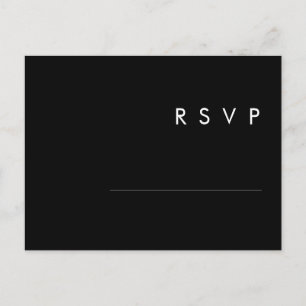 Modern Minimalist Black Wedding RSVP Postcard