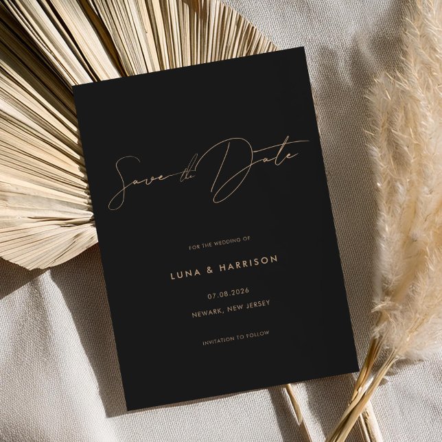 Modern Minimalist Black Wedding Save the Date (Creator Uploaded)