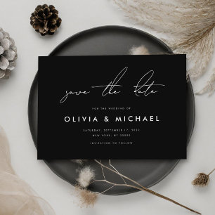 Modern Minimalist Black Wedding Save the Date