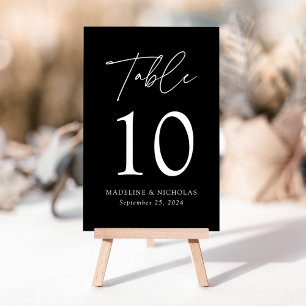 Modern Minimalist Black Wedding Table Number