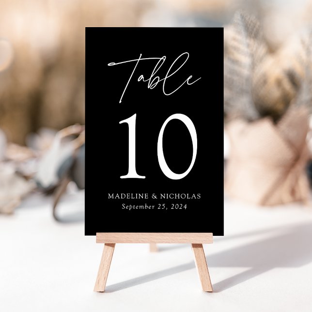 Modern Minimalist Black Wedding Table Number (Creator Uploaded)
