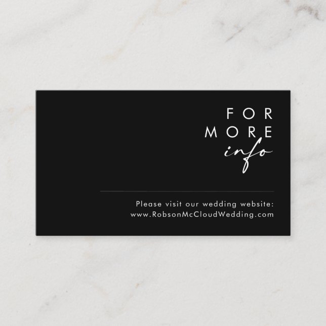 Modern Minimalist | Black Wedding Website Card (Front)
