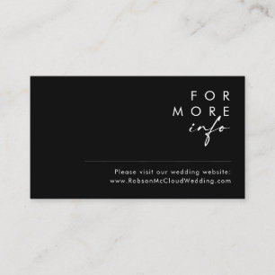 Modern Minimalist   Black Wedding Website Card
