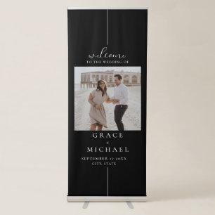 Modern Minimalist Black Wedding Welcome Retractable Banner