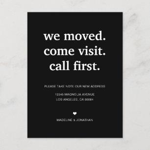 Modern Minimalist Black We've Moved Moving Announcement Postcard