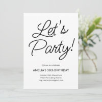 Modern Minimalist Black White 30th Birthday Party