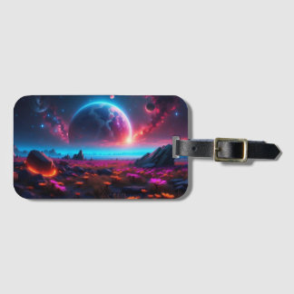 Modern Minimalist Black White Abstract Circle Luggage Tag