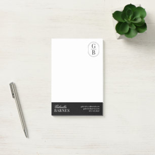 Modern Minimalist Black & White Bold Post-it Notes
