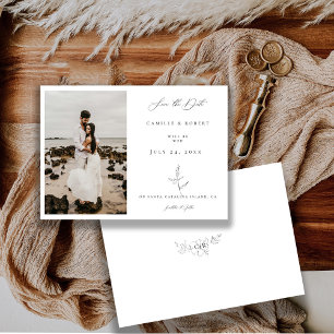 Modern Minimalist Black/White Calligraphy Photo Save The Date