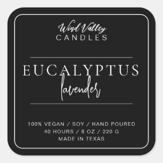 Modern minimalist black white candle label