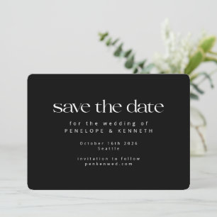 Modern Minimalist Black White Chic Simple Wedding  Save The Date