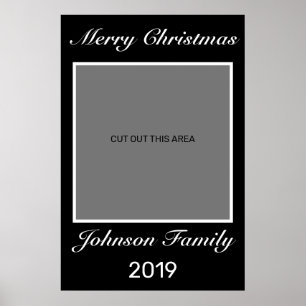 Modern Minimalist Black White Christmas Photo Prop Poster