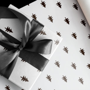 Modern Minimalist Black & White Christmas Tree Wrapping Paper