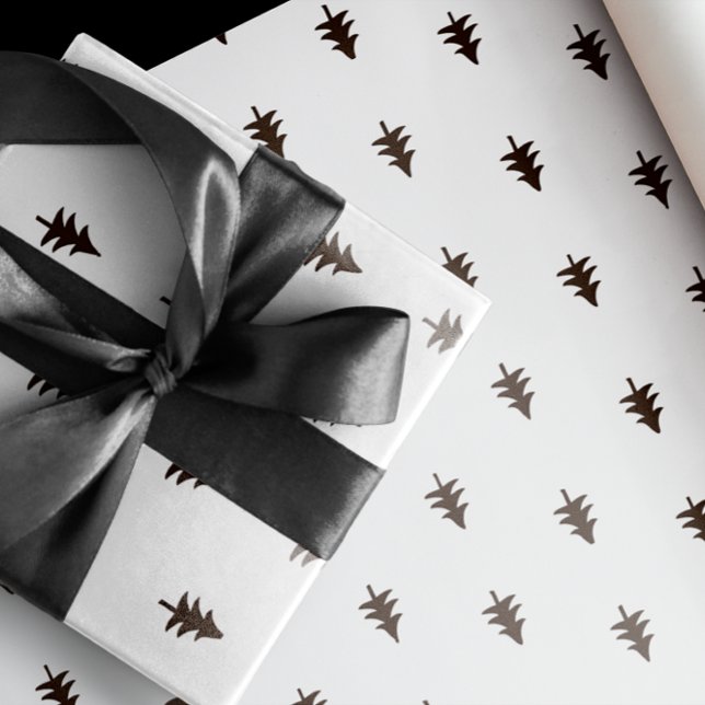 Modern Minimalist Black & White Christmas Tree Wrapping Paper (Creator Uploaded)