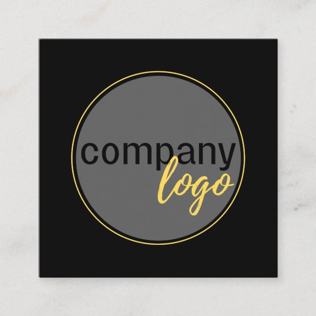 MODERN MINIMALIST BLACK WHITE COMPANY LOGO CUSTOM  SQUARE BUSINESS CARD (Front)