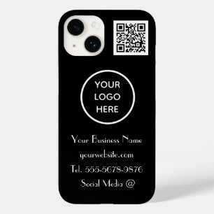 Modern Minimalist Black White Custom logo QR Code Case-Mate iPhone 14 Case