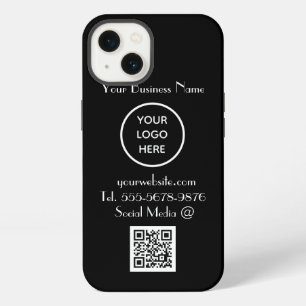 Modern Minimalist Black White Custom logo QR Code iPhone 13 Case