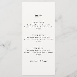Modern Minimalist Black & White Dinner Menu
