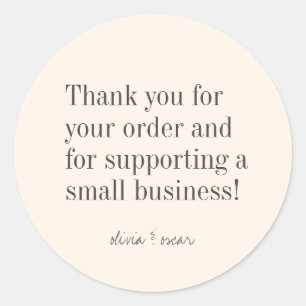 Modern Minimalist Black White Editable Thank You  Classic Round Sticker