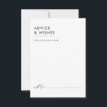 Modern Minimalist Black & White Elegant Wedding Advice Card<br><div class="desc">Convey timeless well wishes with this modern minimalist black and white wedding advice card. Inspired by clean lines and sophisticated simplicity, this design allows your guests to share their heartfelt advice for the happy couple in a way that complements your elegant wedding theme. The crisp black and white colour scheme...</div>