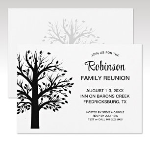 Modern Minimalist Black-White Family Reunion Tree Invitation