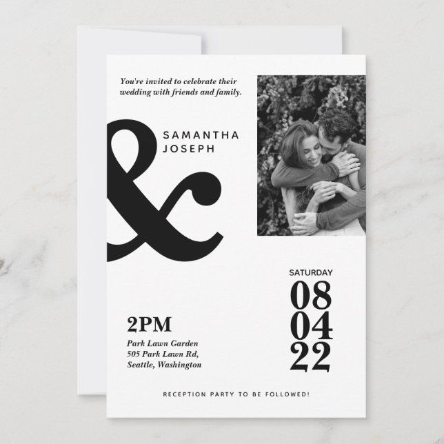 Modern Minimalist Black & White Invitation (Front)