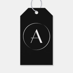 Modern Minimalist Black White Letter Monogram Gift Tags