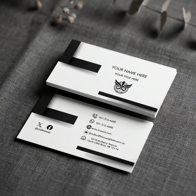 Modern Minimalist Black & White Logo Business Card (Creator Uploaded)