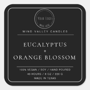 Modern minimalist black white logo candle label