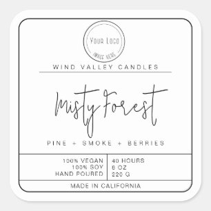 Modern minimalist black white logo candle label