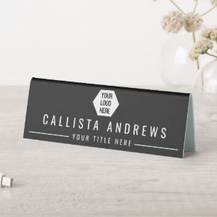 Modern Minimalist Black White Logo Nameplate