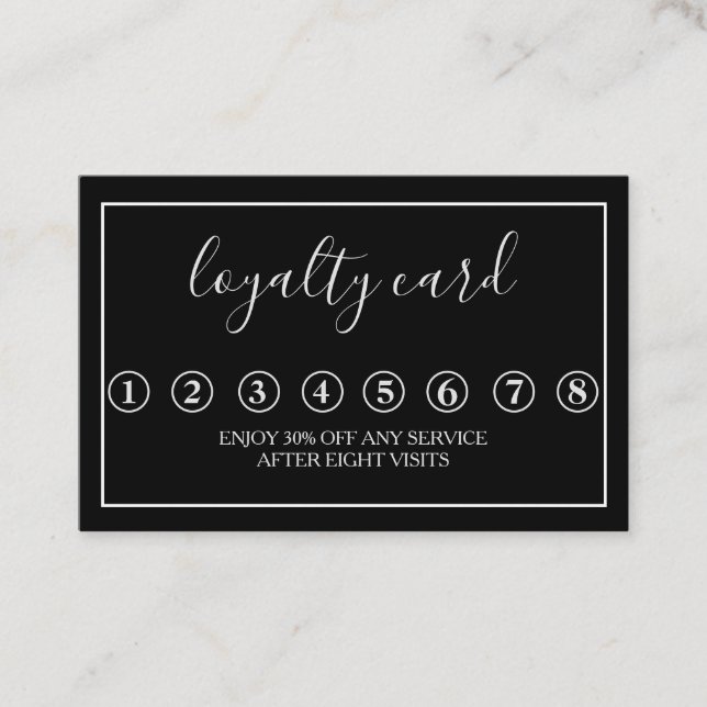Modern Minimalist Black & White Loyalty Card (Front)
