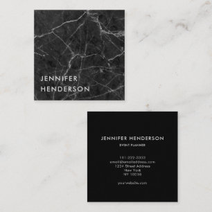 Modern minimalist black white marble professional square business card