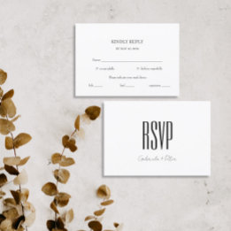 Modern Minimalist Black & White Meal Choice RSVP Card