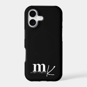 Modern Minimalist Black White Monogram