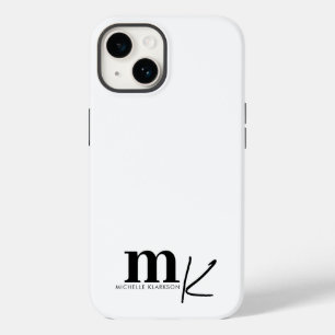 Modern Minimalist Black White Monogram  Case-Mate iPhone 14 Case