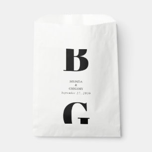 Modern Minimalist Black & White Monogram Wedding  Favour Bags