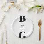 Modern Minimalist Black & White Monogram Wedding Paper Plate<br><div class="desc">A modern black and white minimalist monogram design. A unique design that uses contemporary elements and typography. A simple monogrammed black and white elegant design. A stylish modern wedding paper plate design with contemporary elements. Matching wedding invitations and other stationery items are also available.</div>