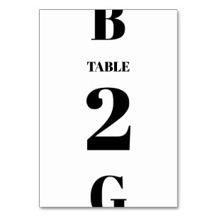 Modern Minimalist Black & White Monogram Wedding  Table Number
