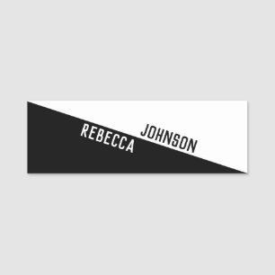 Modern Minimalist Black White Name Tag