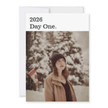 Modern Minimalist Black White New Year Photo