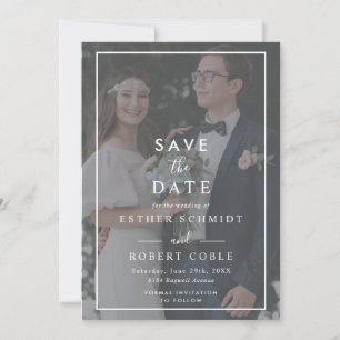 Modern Minimalist Black & White Overlay Photo Save The Date
