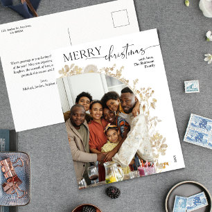 Modern Minimalist Black White Photo Christmas Postcard